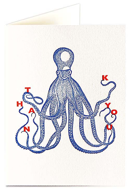 Blue Octopus Thank You Pack of 5 Cards