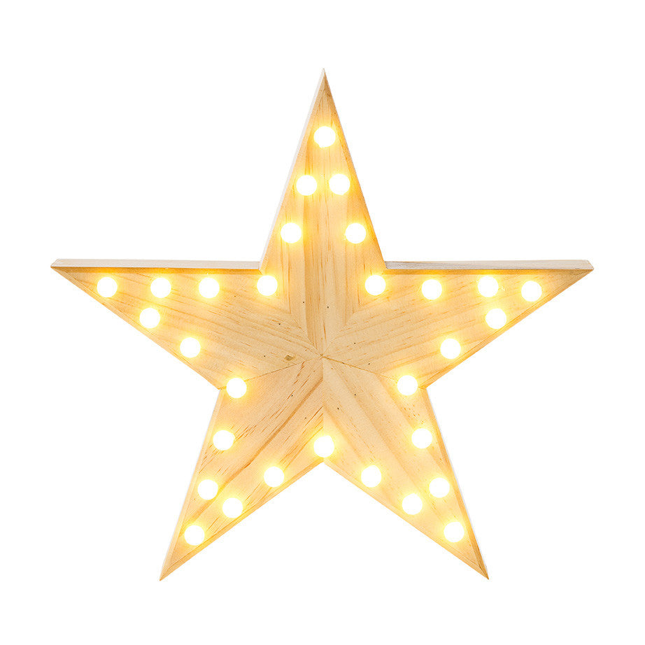 Nordic Christmas Wooden Star Light LED 33cm