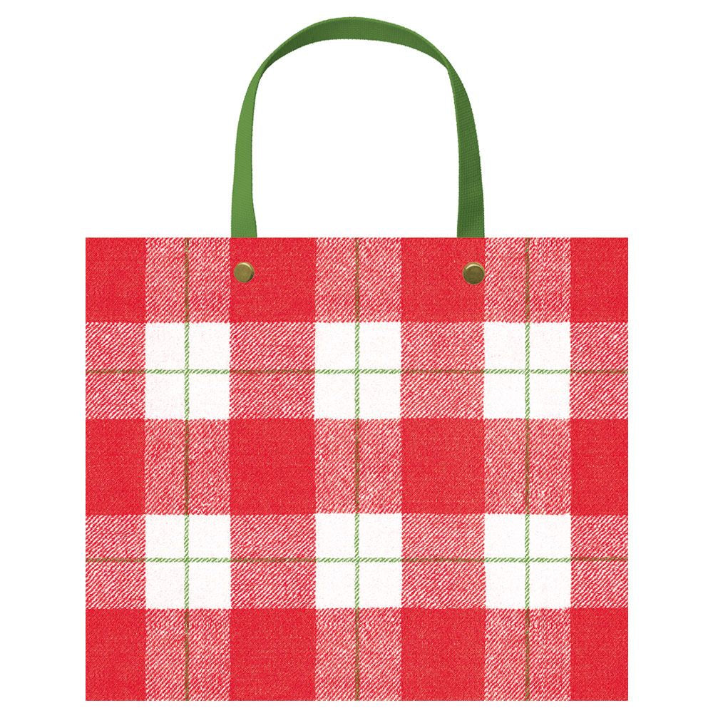 Red Plaid Check Large Gift Bag