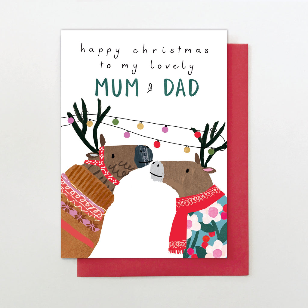 Happy Christmas to my Lovely Mum & Dad Reindeers Card