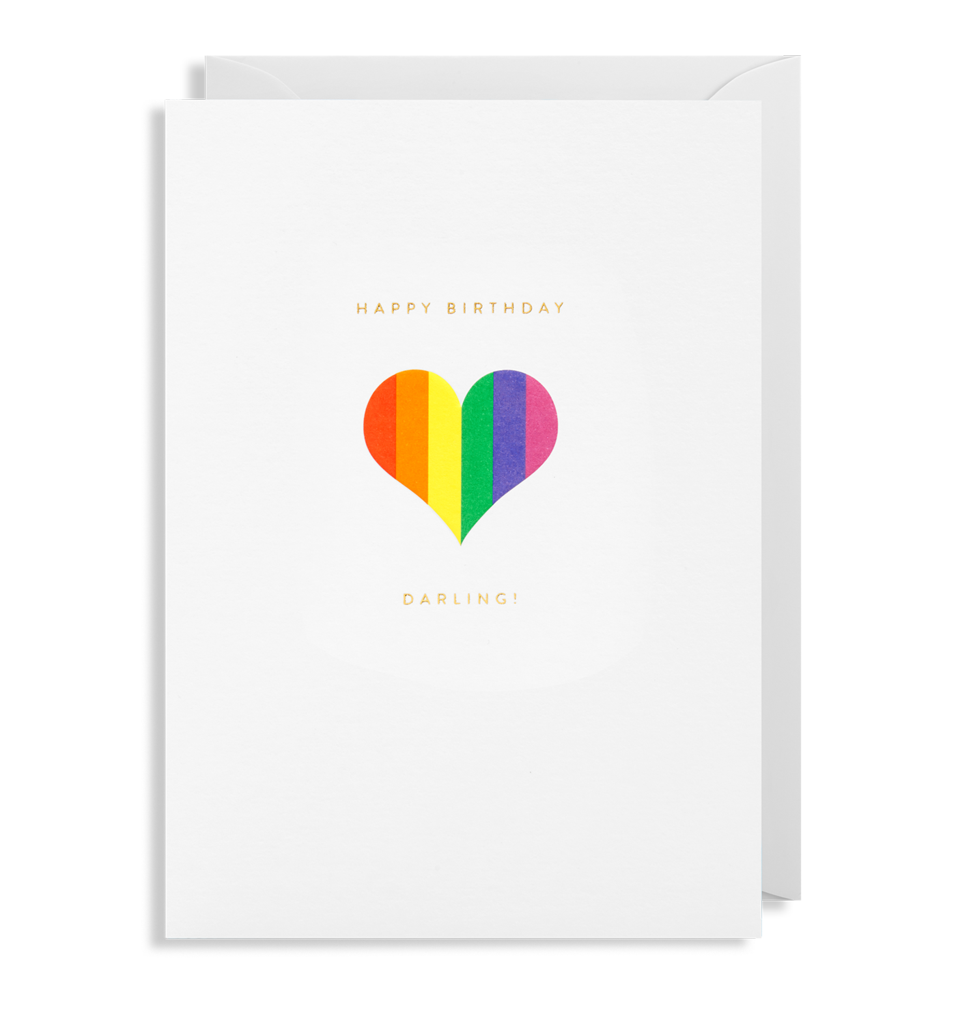 Happy Birthday Darling Rainbow Heart Card