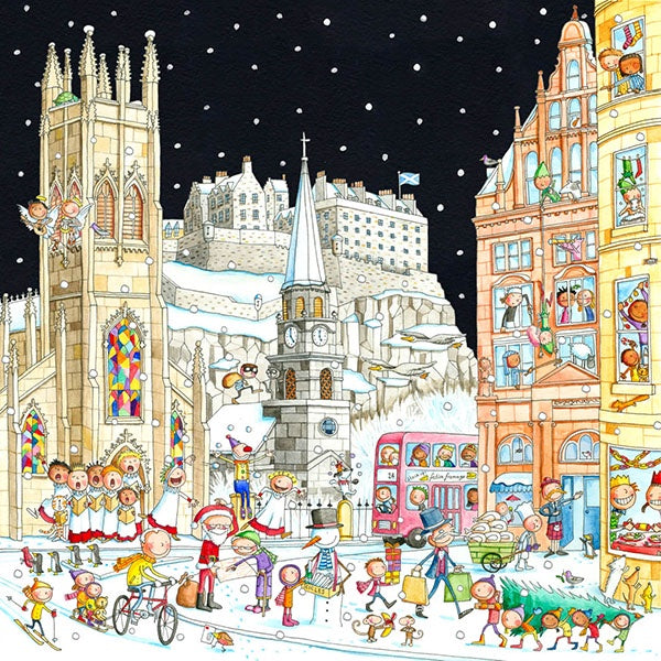 A view of Edinburgh Castle from the West End Pack of 6 Christmas Cards