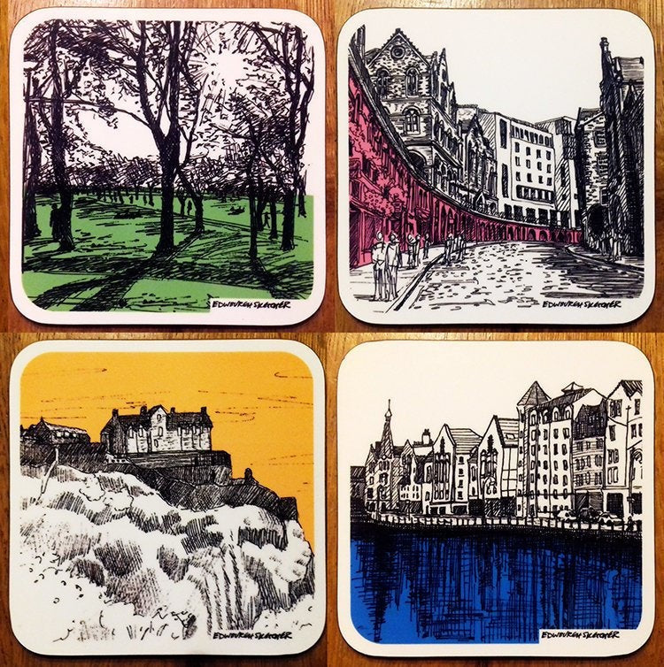 Edinburgh Sketcher Coasters Pack of 4