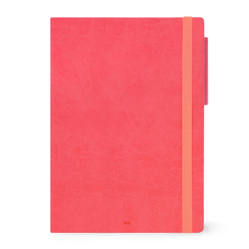 Large Daily Diary 2021 Neon Coral