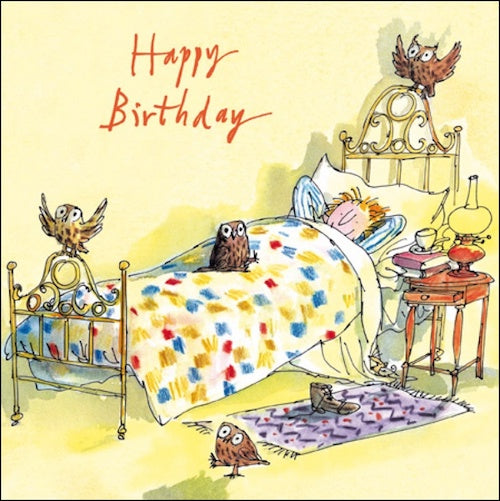 Quentin Blake Owl Sleepover Birthday Card