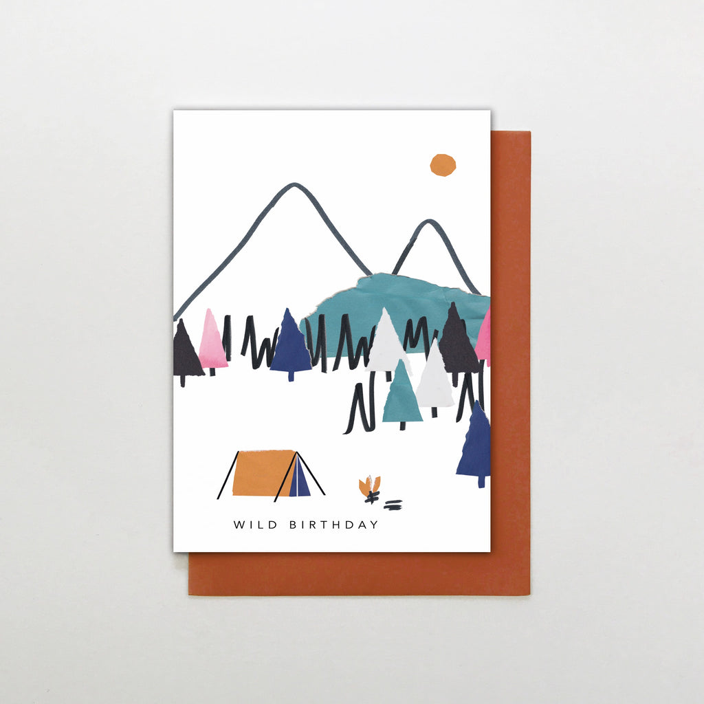 Wild Birthday Camping in Mountains Card