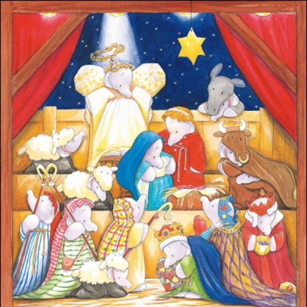 Around The Manger Elephant Nativity Charity Pack of 5 Christmas Cards