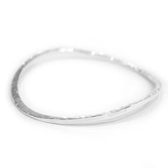 Battered Silver Curved Bangle