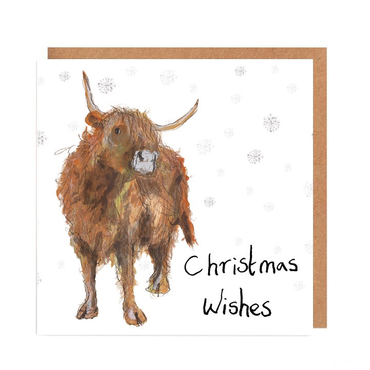 Pack of 5 'Adrian' Highland Cow Charity Christmas Cards