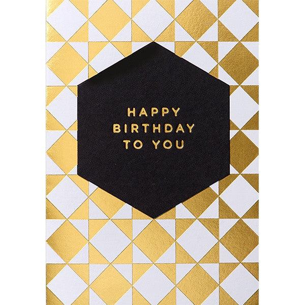 B/Day-Happy Birthday To You Gold Geometric Pattern