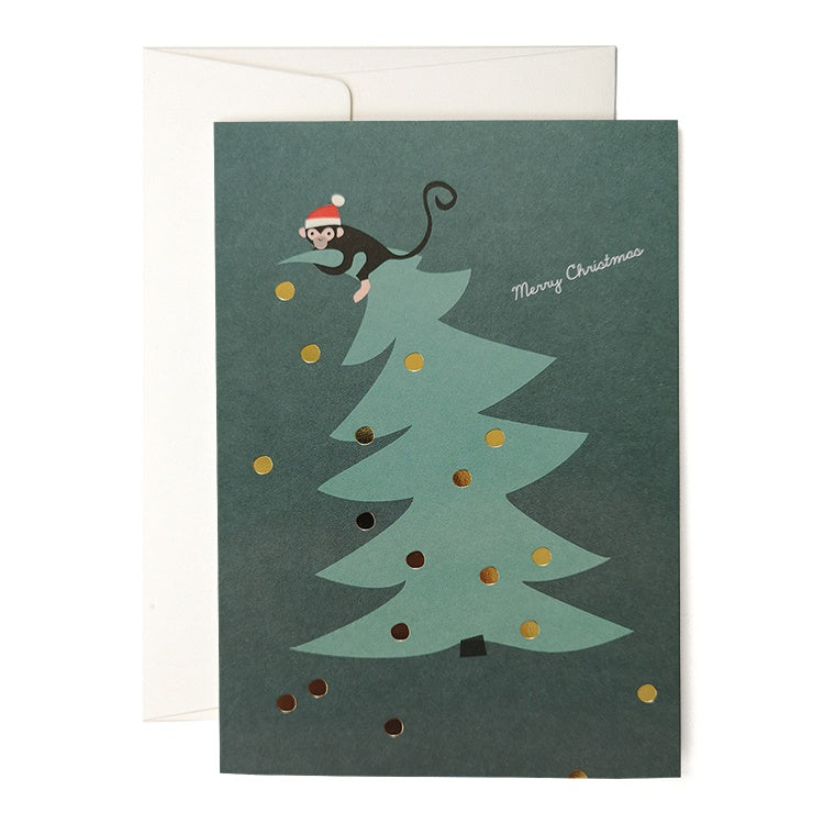 Monkey Christmas Tree Card