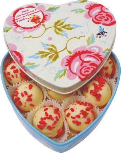 Emma Bridgewater Heart Tin Filled With Marc De Champagne Truffles