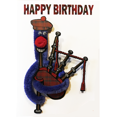 Nessie With Bagpipes Birthday Card