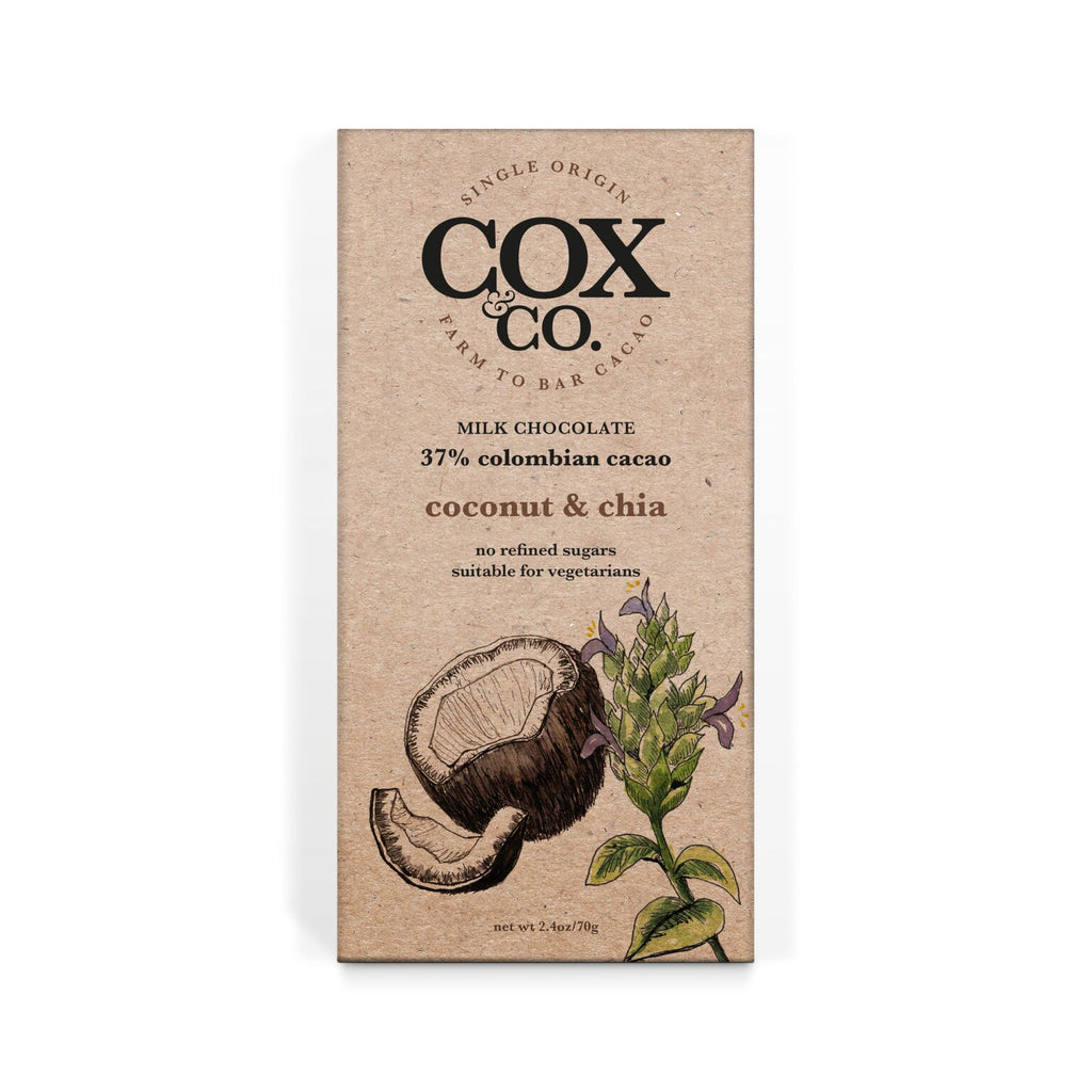 Cox and Co Coconut and Chia Chocolate Bar 70g