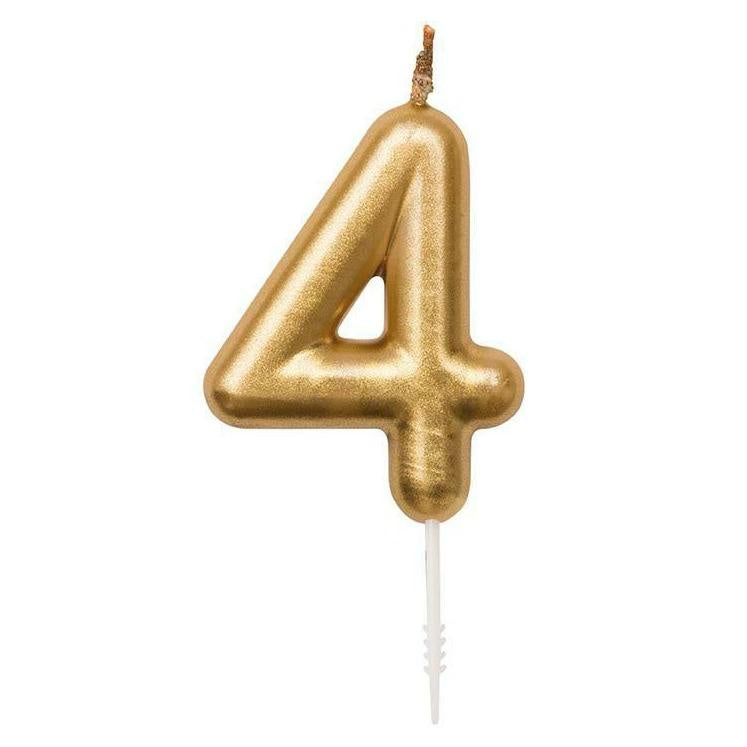 Gold Number 4 Candle