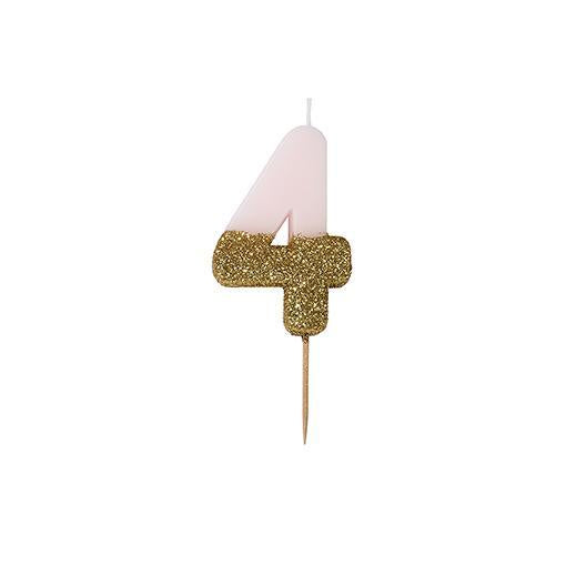 Glitter Birthday Candle Number 4
