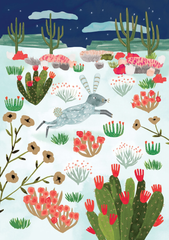 Wild Rabbit in Cactusland Christmas Card