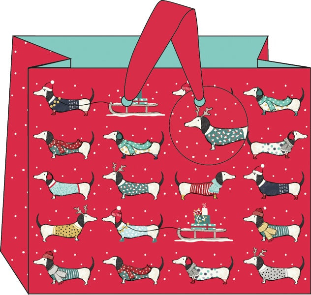 Landscape Christmas Sausage Dog Gift Bag