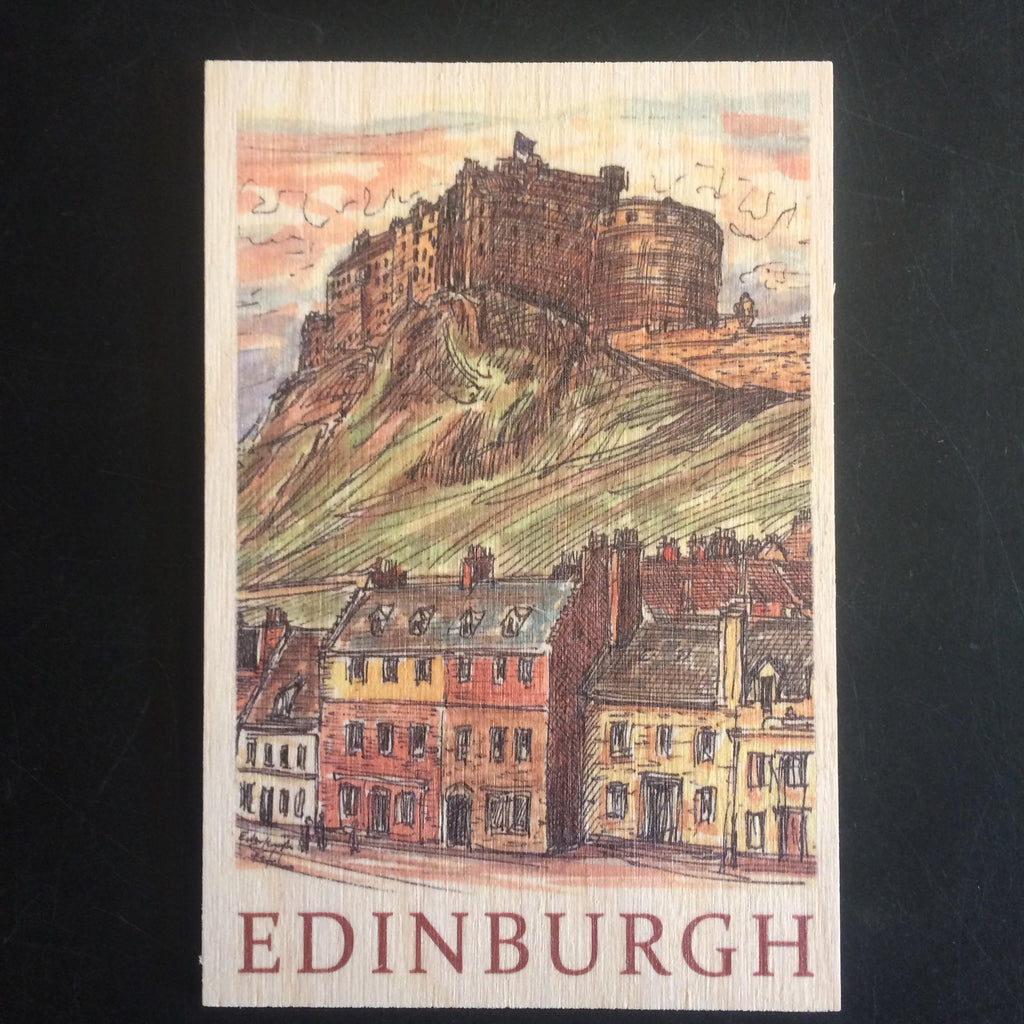Edinburgh Castle Wooden Postcard