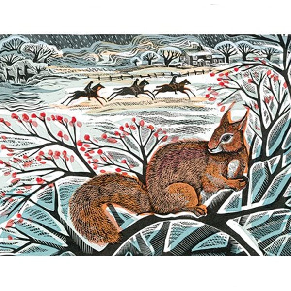 A Winters Tail Linocut By Angela Harding Card