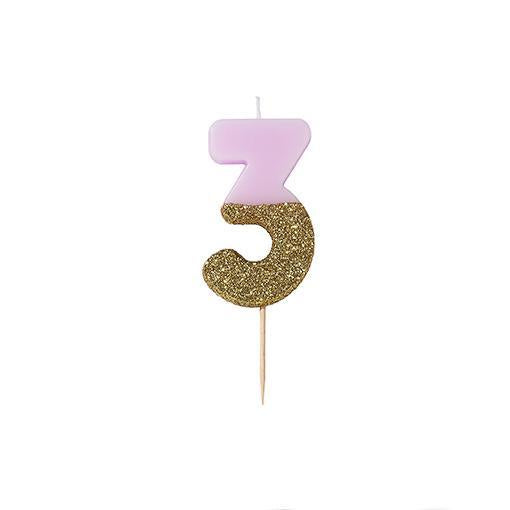 Glitter Birthday Candle Number 3