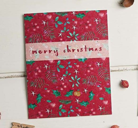 Merry Christmas Mistletoe Pattern Seed Card