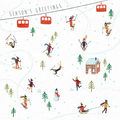 Season's Greetings Skiing Christmas Card Pack of 6