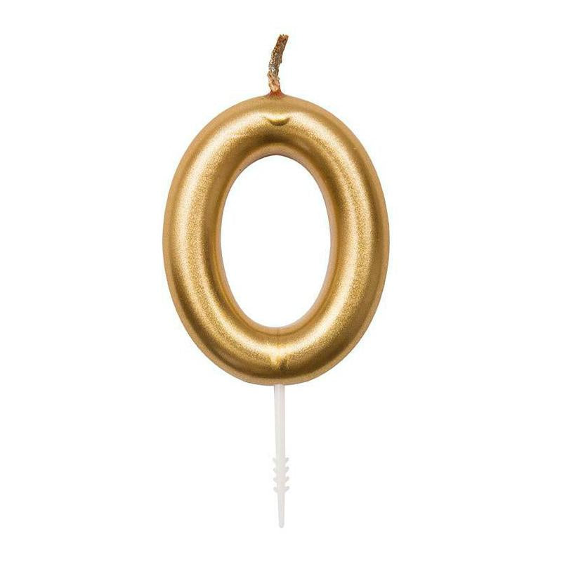 Gold Number 0 Candle