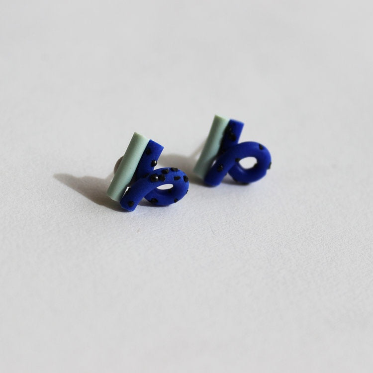 Blue and Mint Loop Studs