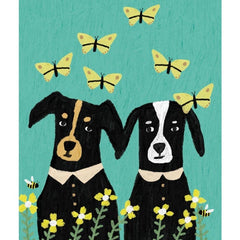 Two Dogs With Butterflies Card