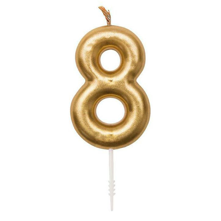 Gold Number 8 Candle