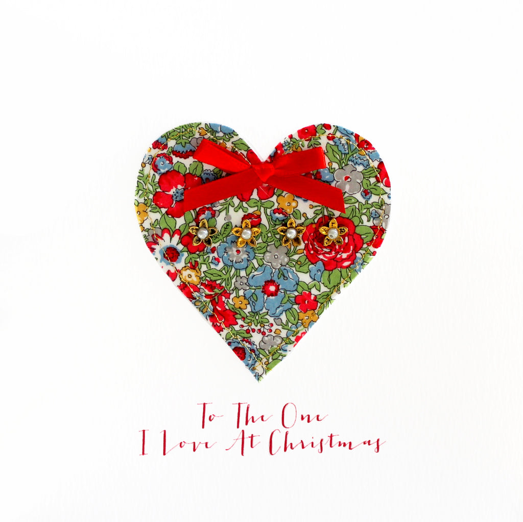 Fabric Heart To The One I Love At Christmas Card
