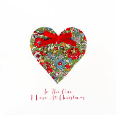 Fabric Heart To The One I Love At Christmas Card