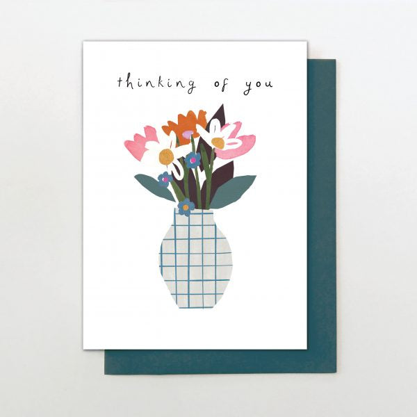 Thinking Of You Vase of Flowers Card