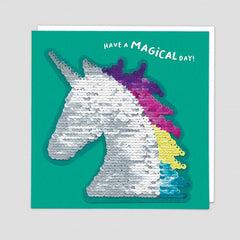 Have A Magical Day Unicorn Sequin Patch Card
