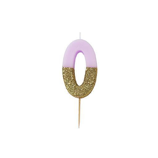 Glitter Birthday Candle Number 0