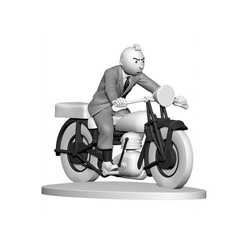 Monochrome Tintin on a Motorbike Figure