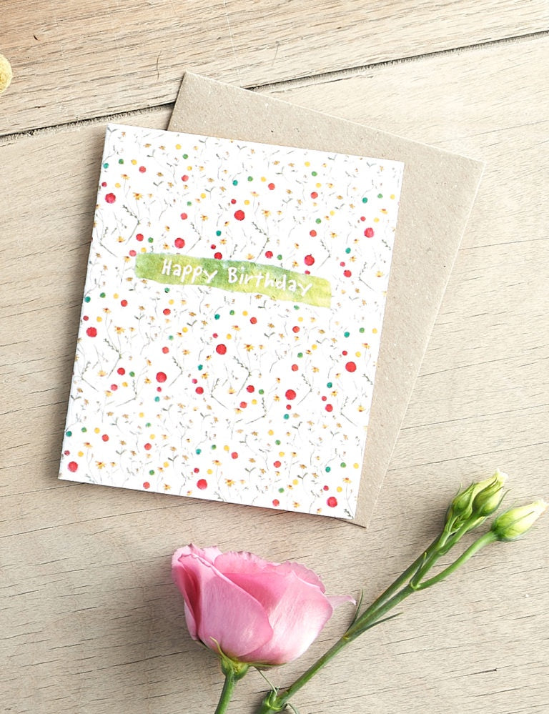 Happy Birthday Chamomile Seed Card
