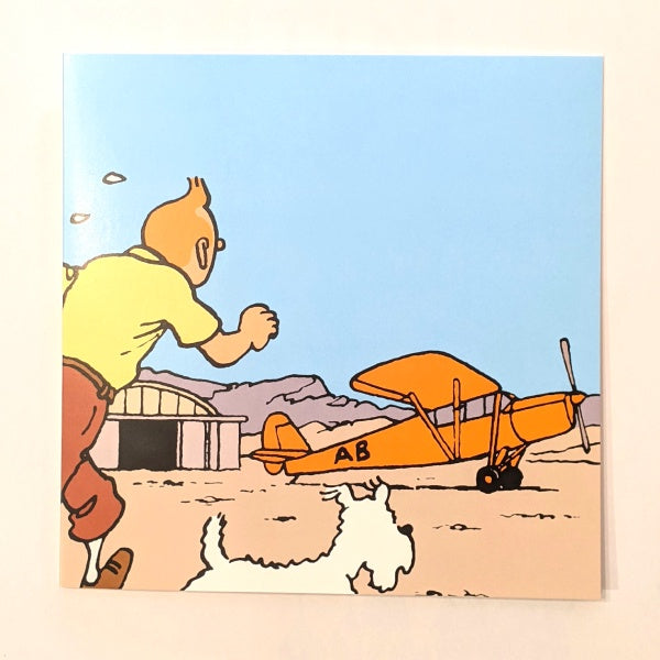 Running To The Plane Tintin Card