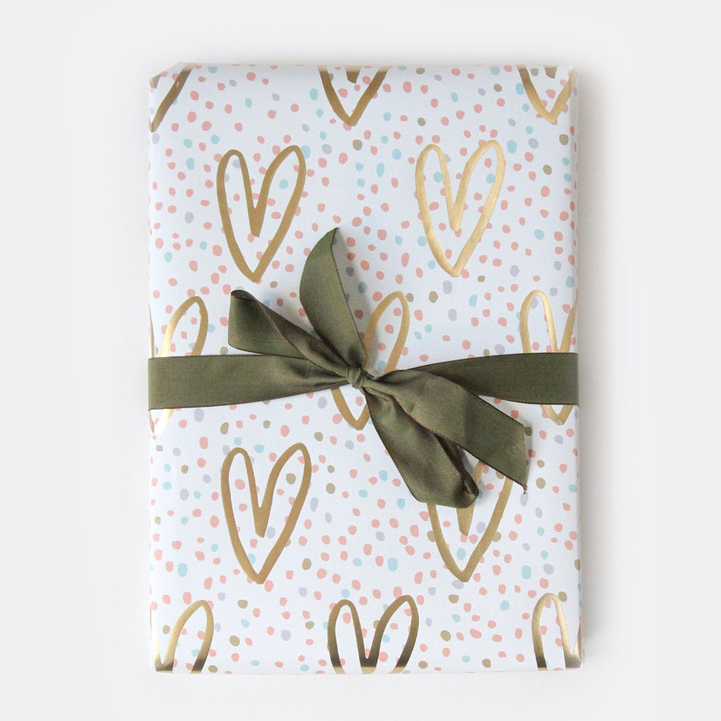 Gold Hearts and Confetti Sheet Wrap