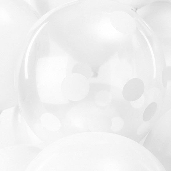White Dots Pack of 12 Balloons