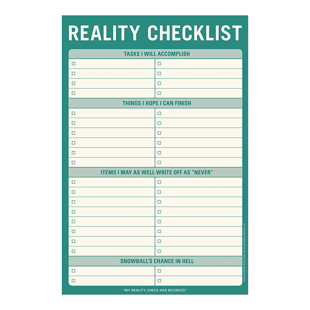 Reality Checklist Pad