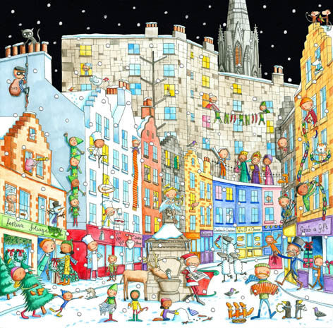 Victoria Street from the Grassmarket Pack of 6 Christmas Cards