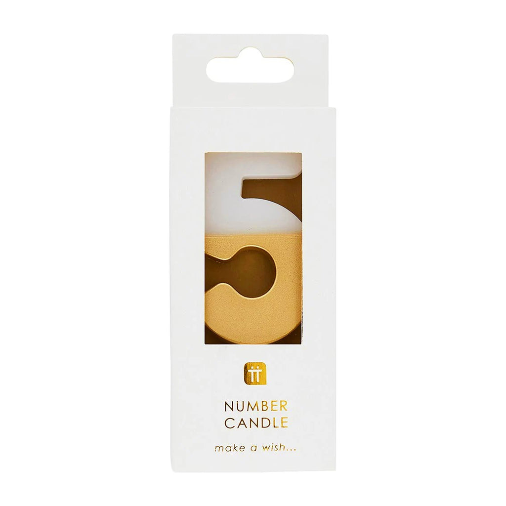 Birthday Candle Dipped Gold Number 5