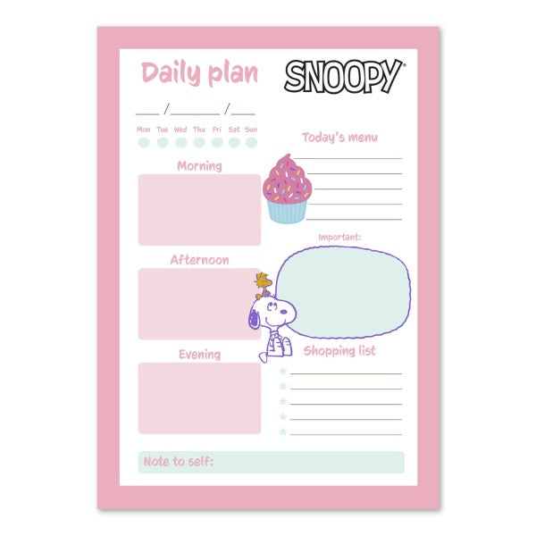 Snoopy Daily Planner Notepad Pink