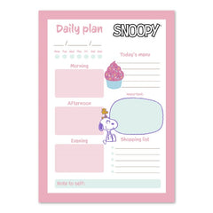 Snoopy Daily Planner Notepad Pink