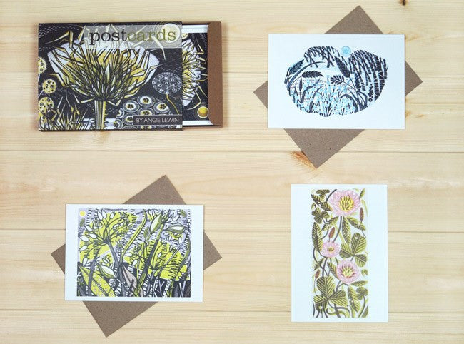 Box of 12 Angie Lewin Wood Engraving Postcards