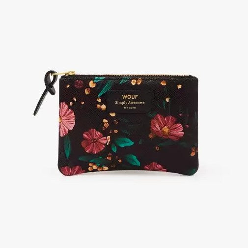Black Flowers Small Pouch