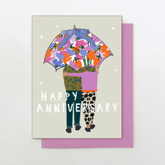 Happy Anniversary Umbrella Couple Card