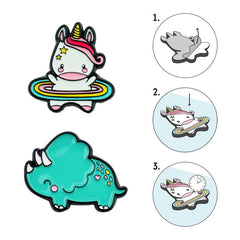 Cutie Set of 2 Metal Stickers - Unicorn